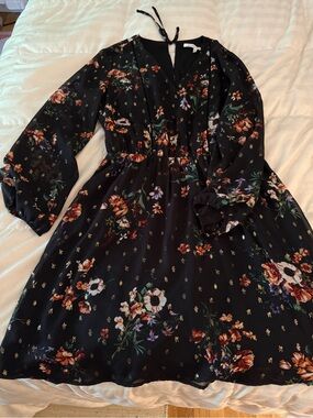 Collective Concepts Black Floral Long-Sleeve Dress